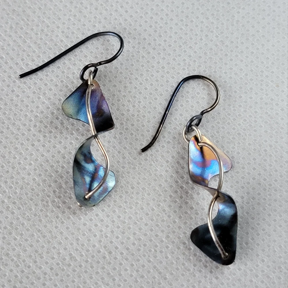 Titanium Metal Art Spiral Earrings